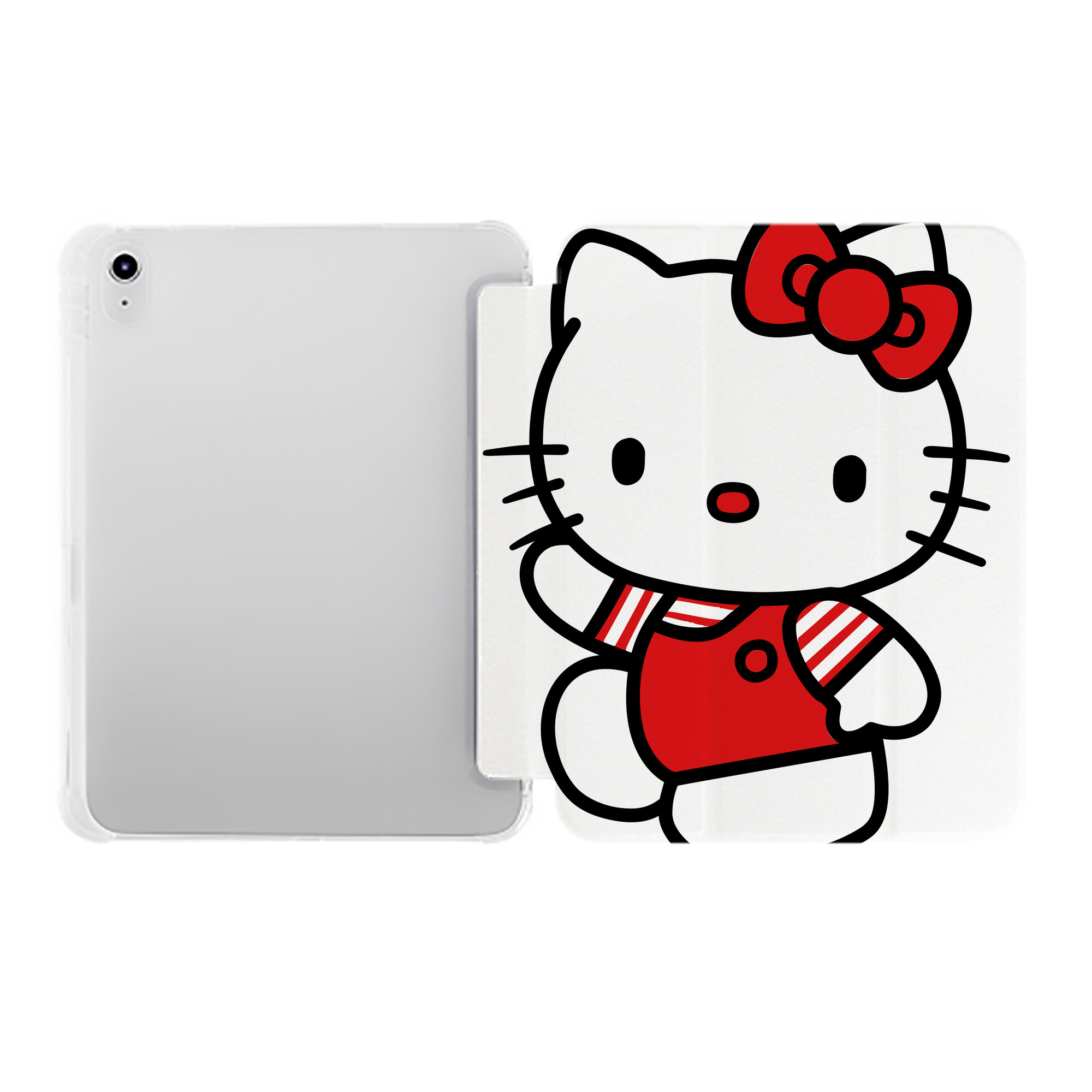 （画像用） Hello Kitty ハローキティ IPad ケース ペン収納付き 三つ折りスタンド PUレザー×シリコン 対応機種9.5/10.5/10.9インチ